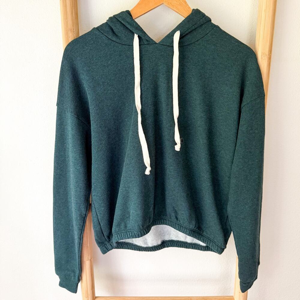 NWT American Eagle Cropped Hoodie Green Pullover Drawstring Sweatshirt Womens XS